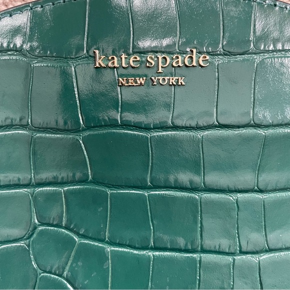 Kate Spade Spencer Croc Embossed Leather Crossbody Dark Green - Picture 4 of 12
